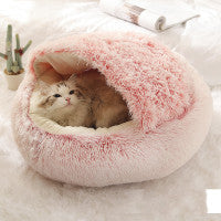 Dog And Cat Bed Pet Winter Bed Round Plush Warm Bed House Soft Long Plush Pets Bed Pet Products