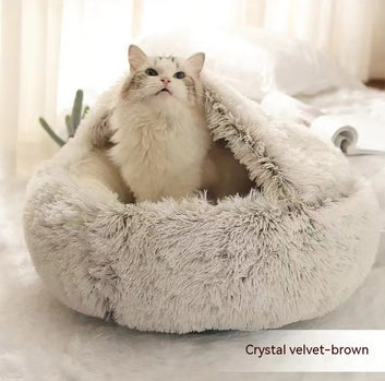 Dog And Cat Bed Pet Winter Bed Round Plush Warm Bed House Soft Long Plush Pets Bed Pet Products